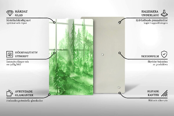 Skärbräda i glas Målad skog