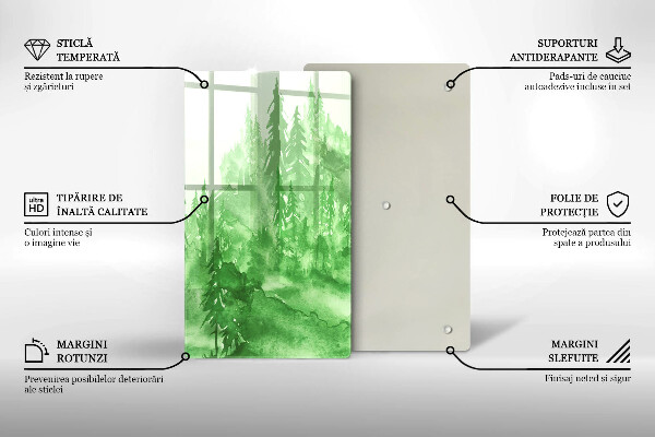 Skärbräda i glas Målad skog