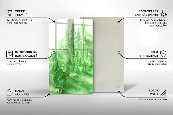 Skärbräda i glas Målad skog
