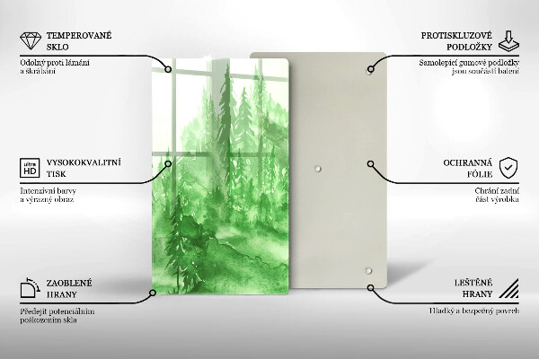 Skärbräda i glas Målad skog