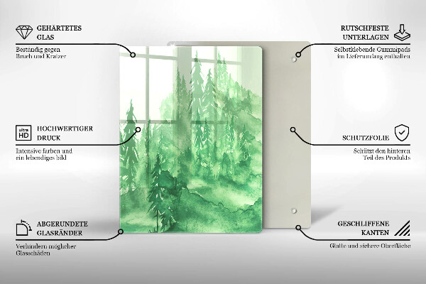Skärbräda i glas Målad skog