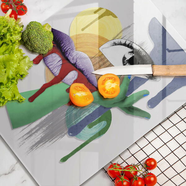 Skärbräda i glas Abstrakt collagekonst