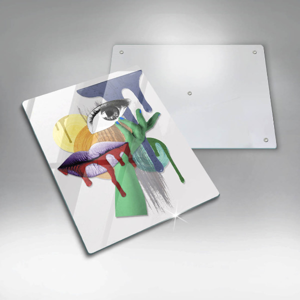 Skärbräda i glas Abstrakt collagekonst