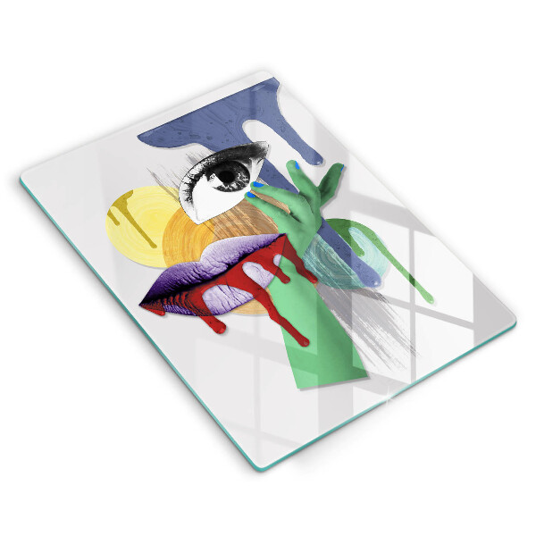 Skärbräda i glas Abstrakt collagekonst