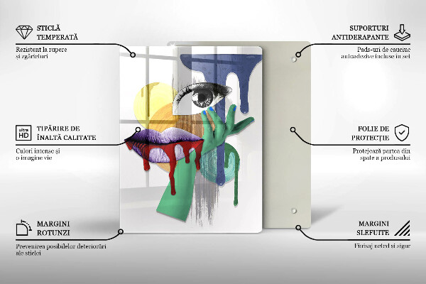 Skärbräda i glas Abstrakt collagekonst