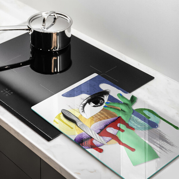 Skärbräda i glas Abstrakt collagekonst