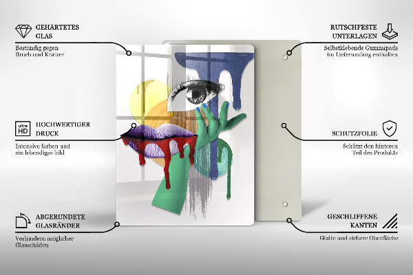 Skärbräda i glas Abstrakt collagekonst