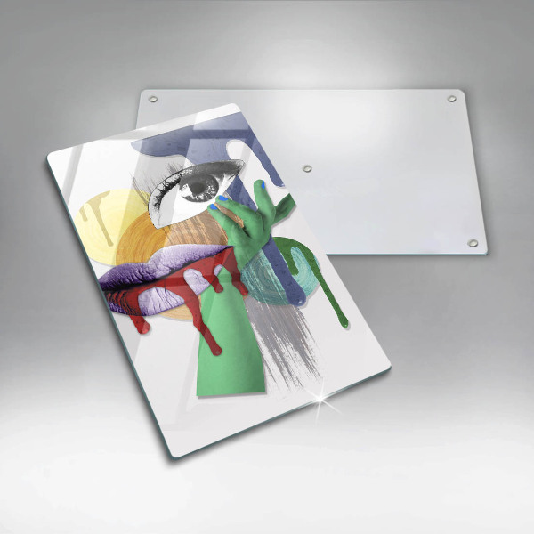 Skärbräda i glas Abstrakt collagekonst