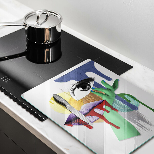 Skärbräda i glas Abstrakt collagekonst