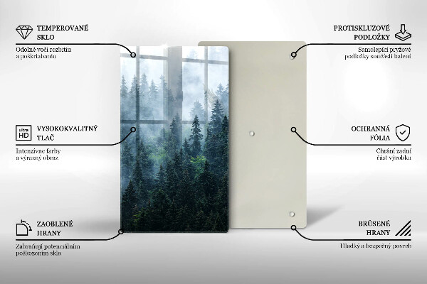 Skärbräda i glas Skogsträd och dimma