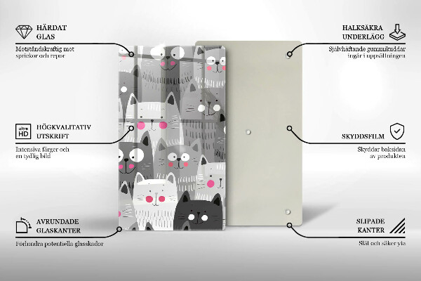 Skärbräda i glas Katter illustration