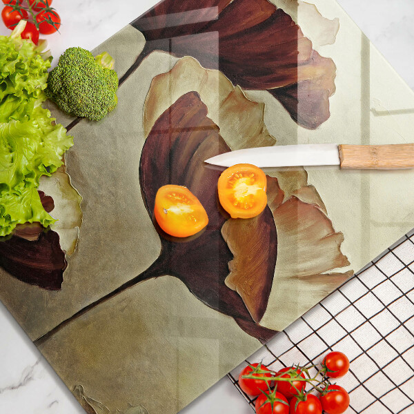 Skärbräda i glas Målade bohoblommor