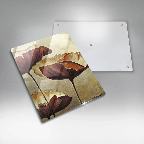 Skärbräda i glas Målade bohoblommor