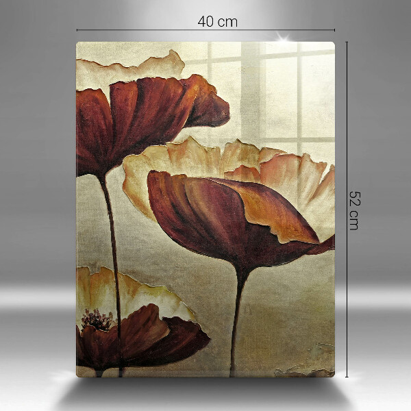 Skärbräda i glas Målade bohoblommor