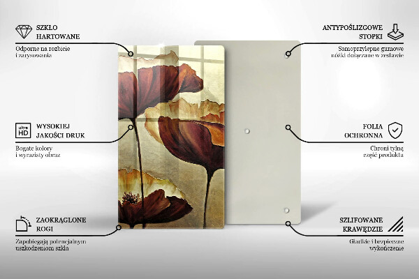 Skärbräda i glas Målade bohoblommor