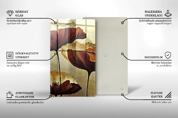 Skärbräda i glas Målade bohoblommor