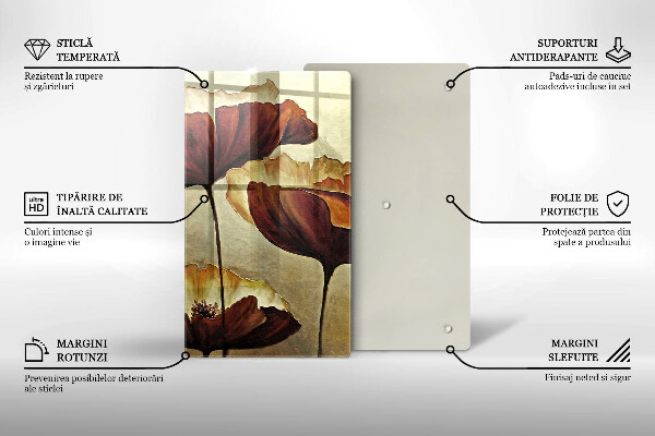 Skärbräda i glas Målade bohoblommor