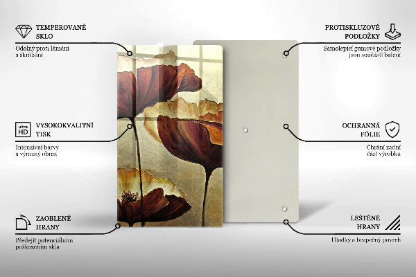 Skärbräda i glas Målade bohoblommor