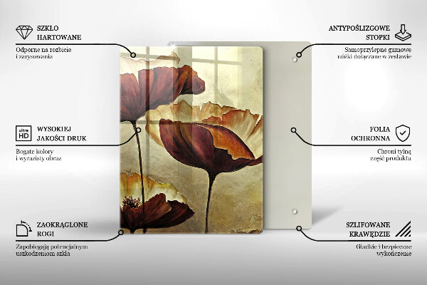 Skärbräda i glas Målade bohoblommor