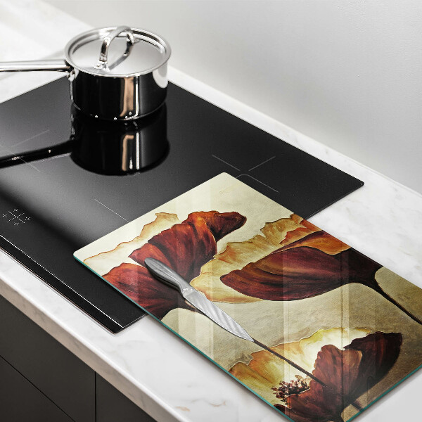 Skärbräda i glas Målade bohoblommor