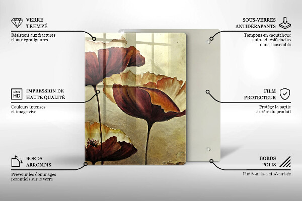 Skärbräda i glas Målade bohoblommor