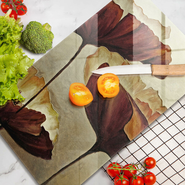 Skärbräda i glas Målade bohoblommor