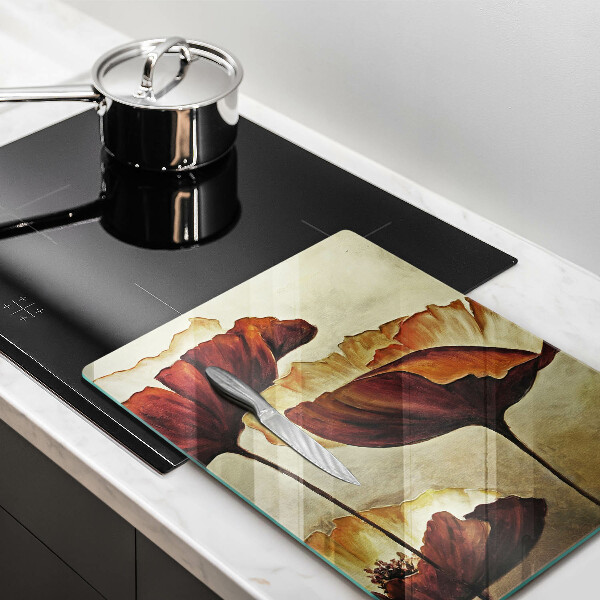 Skärbräda i glas Målade bohoblommor