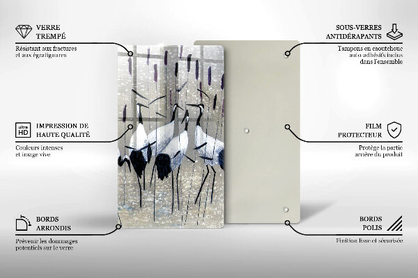Skärbräda i glas Japanska tranor