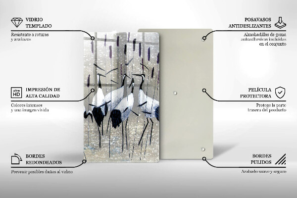 Skärbräda i glas Japanska tranor