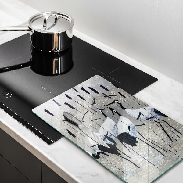 Skärbräda i glas Japanska tranor