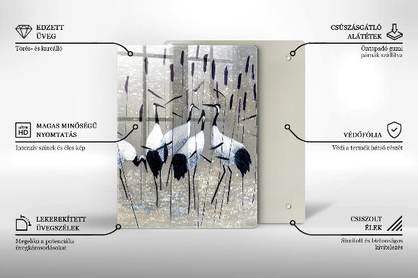 Skärbräda i glas Japanska tranor