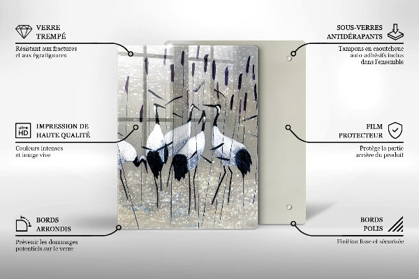 Skärbräda i glas Japanska tranor