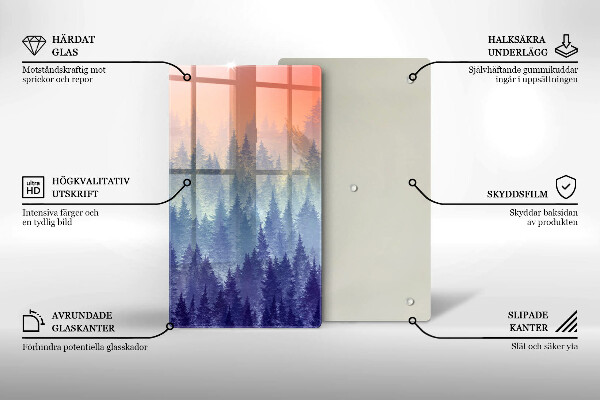 Skärbräda i glas Skog vid solnedgången