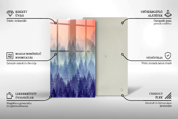 Skärbräda i glas Skog vid solnedgången