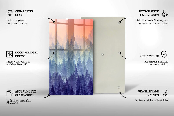 Skärbräda i glas Skog vid solnedgången