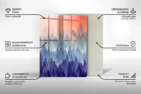Skärbräda i glas Skog vid solnedgången