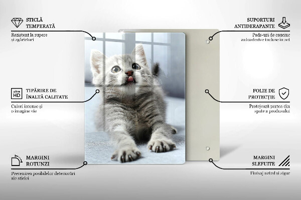 Skärbräda i glas Liten söt kattunge