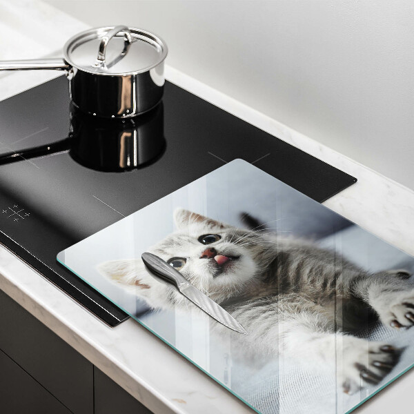 Skärbräda i glas Liten söt kattunge
