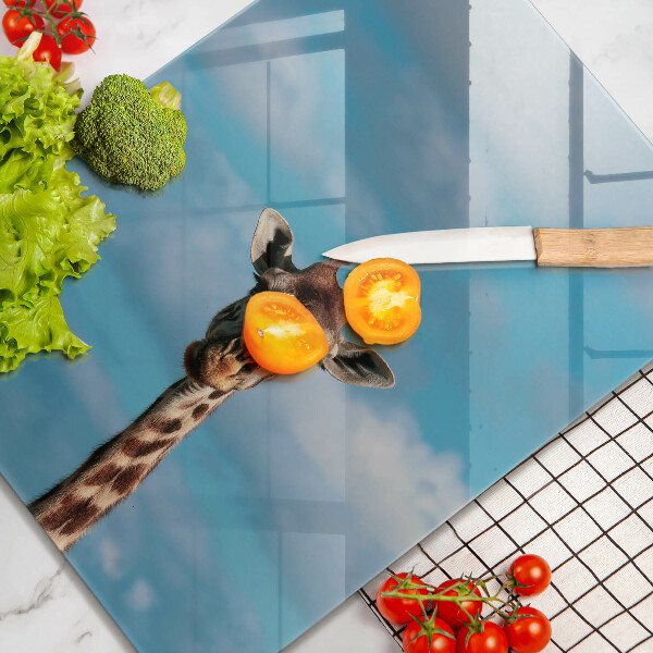 Skärbräda i glas Giraff och himlen