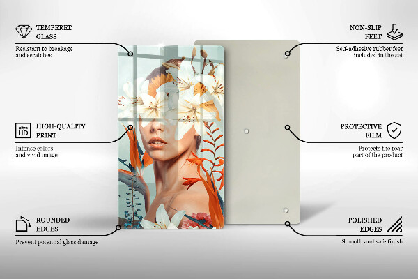 Skärbräda i glas Kvinna i blommor