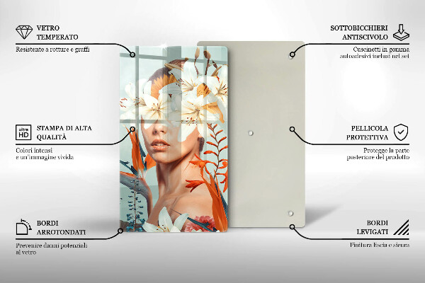 Skärbräda i glas Kvinna i blommor