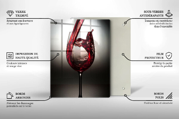 Skärbräda i glas Ett glas och rött vin