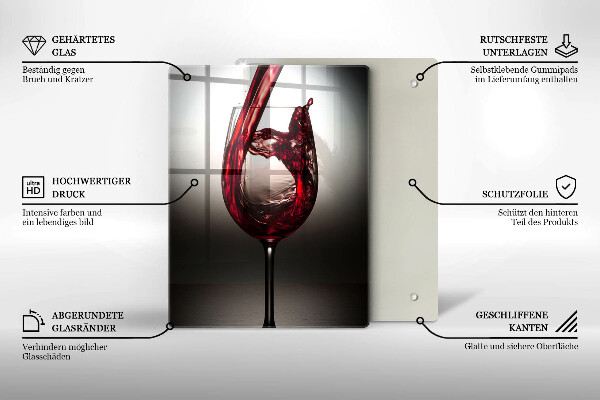 Skärbräda i glas Ett glas och rött vin