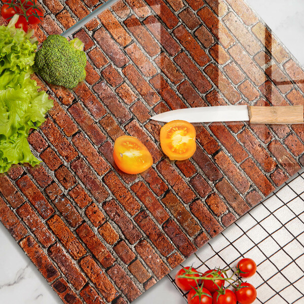 Skärbräda glas Tegelvägg