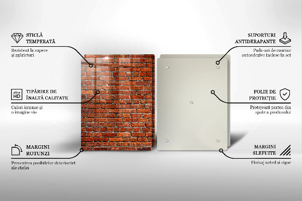 Skärbräda glas Tegelvägg