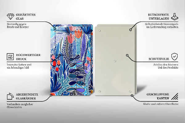 Skärbräda glas Målad äng