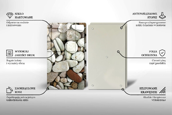 Skärbräda glas Små stenar bakgrund
