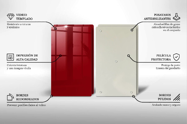 Skärbräda glas Röd färg