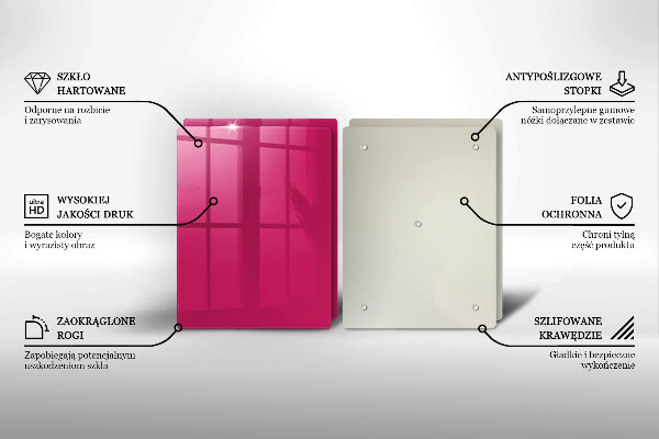 Skärbräda glas Färg rosa