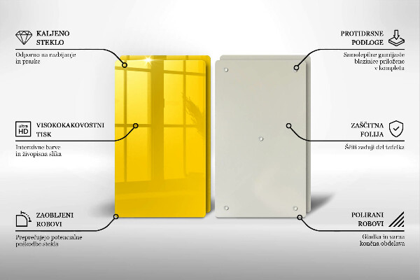 Skärbräda glas Gul färg